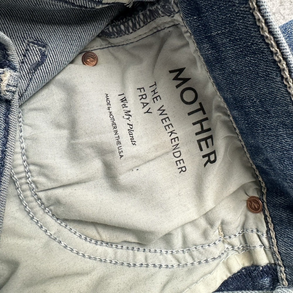 Mother The Weekender Fray Jeans Women's 24 Blue Denim Mid Rise Flare - Picture 13 of 16